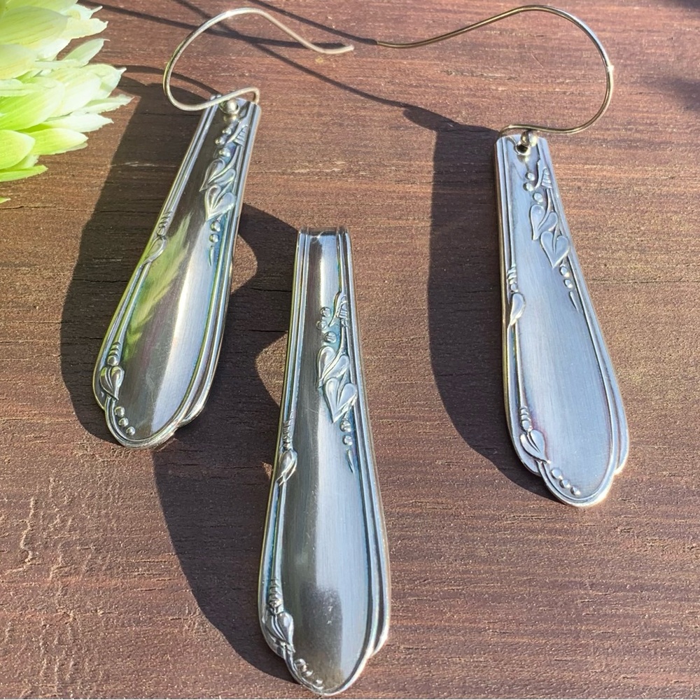 Spoon Jewelry Lot Earrings Pendant Handcrafted Vintage Silverplated